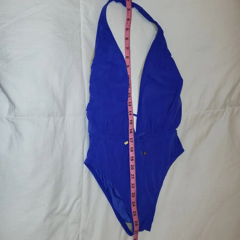 Unbranded Blue Violet Deep Plunging V-neck Halter One Piece Swim Suit - S/M - Picture 6 of 8